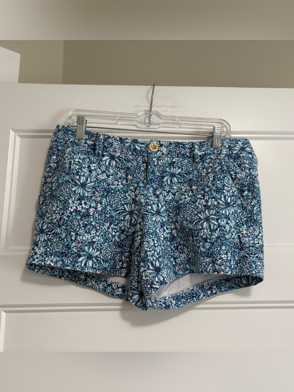 Lily Pulitzer Floral Blue Women's Stretch Shorts Sz 6